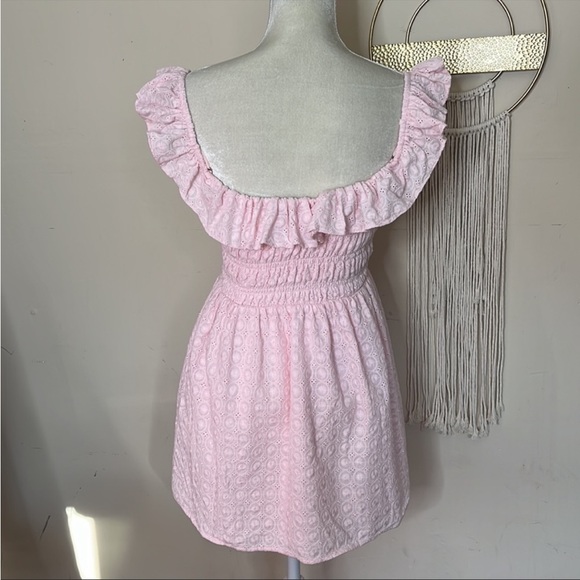 majorelle • eyelet smocked off shoulder mini dress - Picture 7 of 10